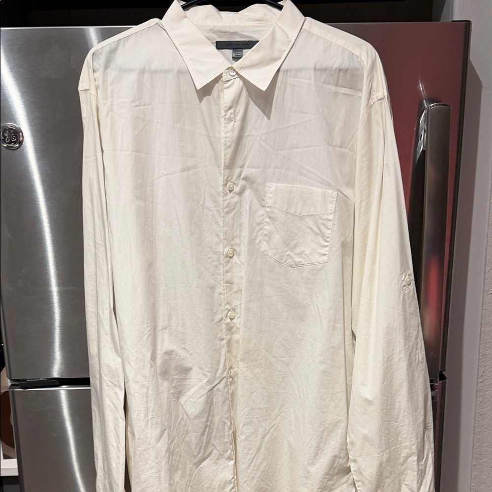 John Varvatos Men's Off-White Button Down Shirt